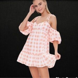 NEW Forever 21 Pink and White Checkered Mini Dress